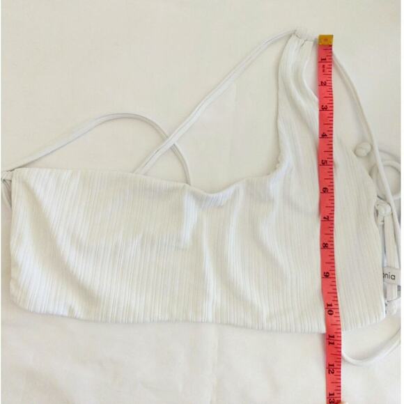 Onia Demi One-Shoulder Bikini Top White Ribbed Strappy Beach Coastal Estimated S - Picture 10 of 11